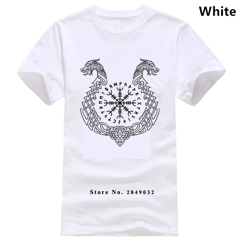 Viking Helm of Awe, футболка,, одежда, забавная одежда, повседневные футболки с коротким рукавом, средний возраст, топ, футболка - Цвет: Белый