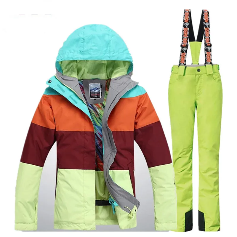 2018 Quality Women's Ski Suit Jacket and Pant Outdoor Female Snowboarding Coat Trousers Scrawl Set Women | Спорт и развлечения