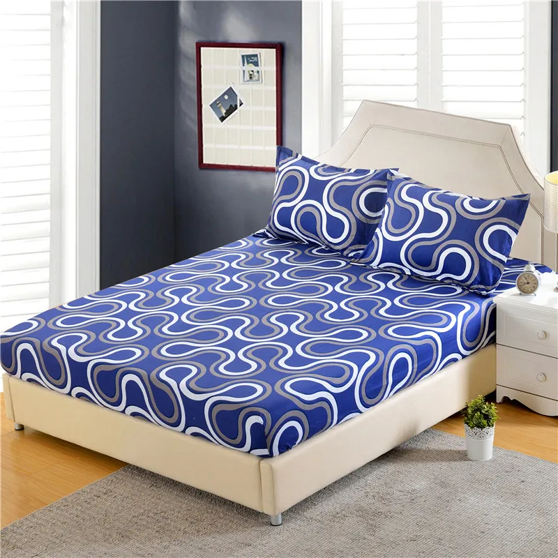 

1pc 100%Polyester Fitted Sheet Mattress Cover Printing Bedding Four Corners With Elastic Band Bed Sheet 160cm*200cm
