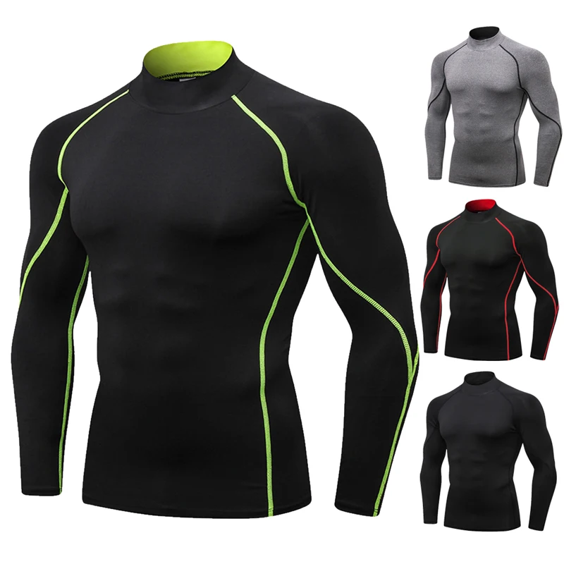 Мужская облегающая футболка HEFLASHOR повседневная спортивная в полоску с длинным