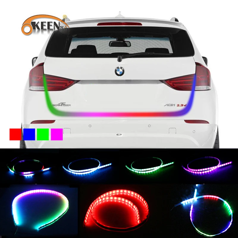 

OKEEN Car Styling LED trunk strip Light RGB Undercarriage Floating Led Dynamic Turn Signal Streamer Luggage Compartment Lights