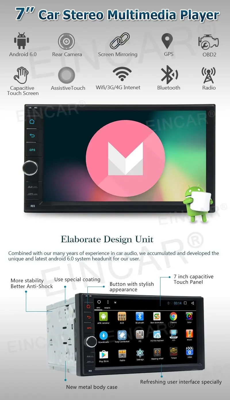 Eincar задняя камера + Android 6 0 GPS стереооборудование для автомобиля автомобильное
