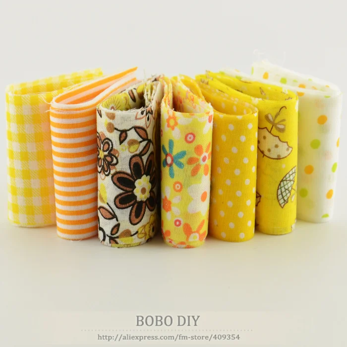 7 шт./лот желейные рулоны тканевые полоски швейный текстиль желтые наборы