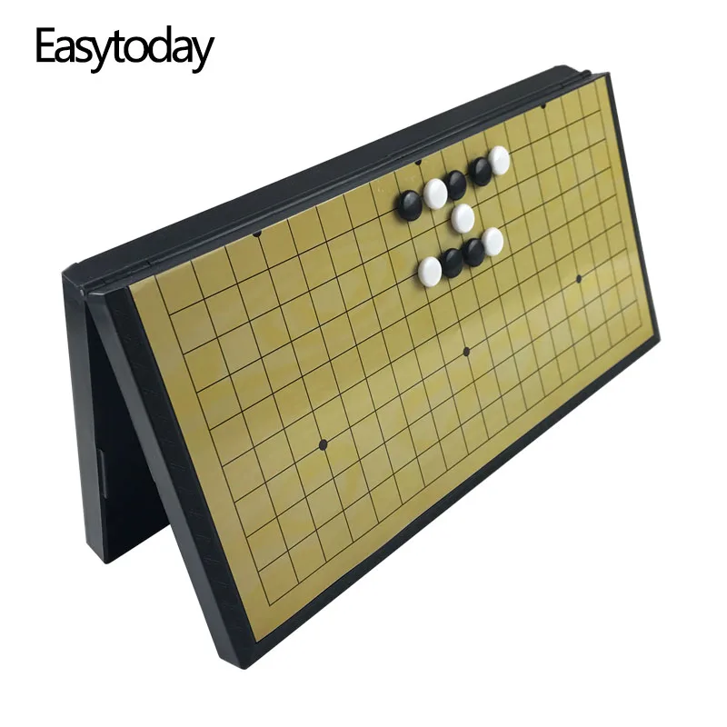 Easytoday Пластиковая Складная шахматная доска магнитная игра шахматы Gobang набор