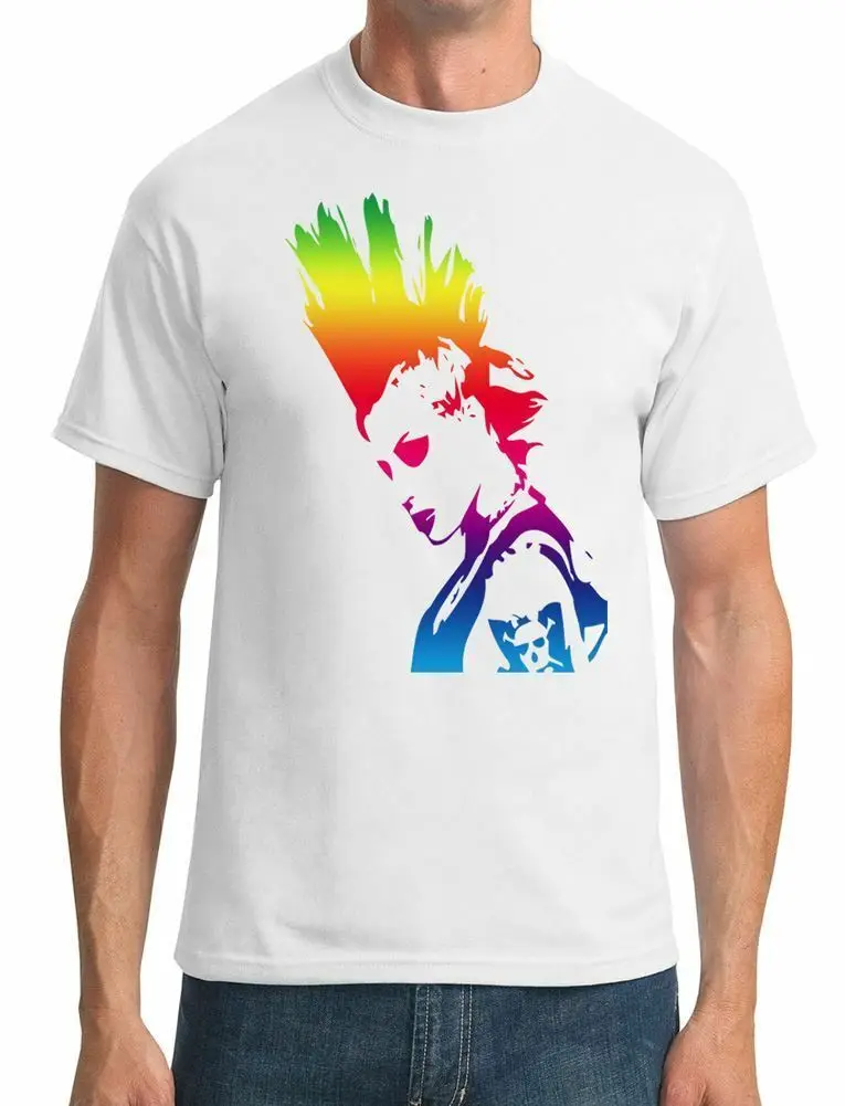 Панк Рокер Mohican Girl BW Pop Art Мужская футболка|Мужские футболки| |