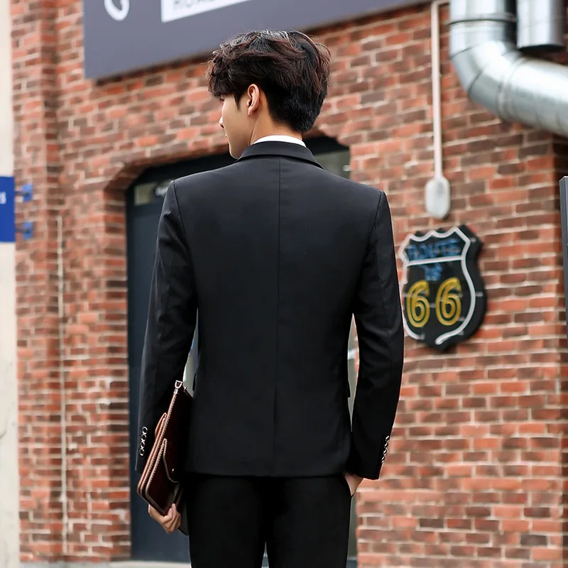 

2019 Spring and Autumn Men's Professional Wear Business Solid Color Suit Three-piece Suit