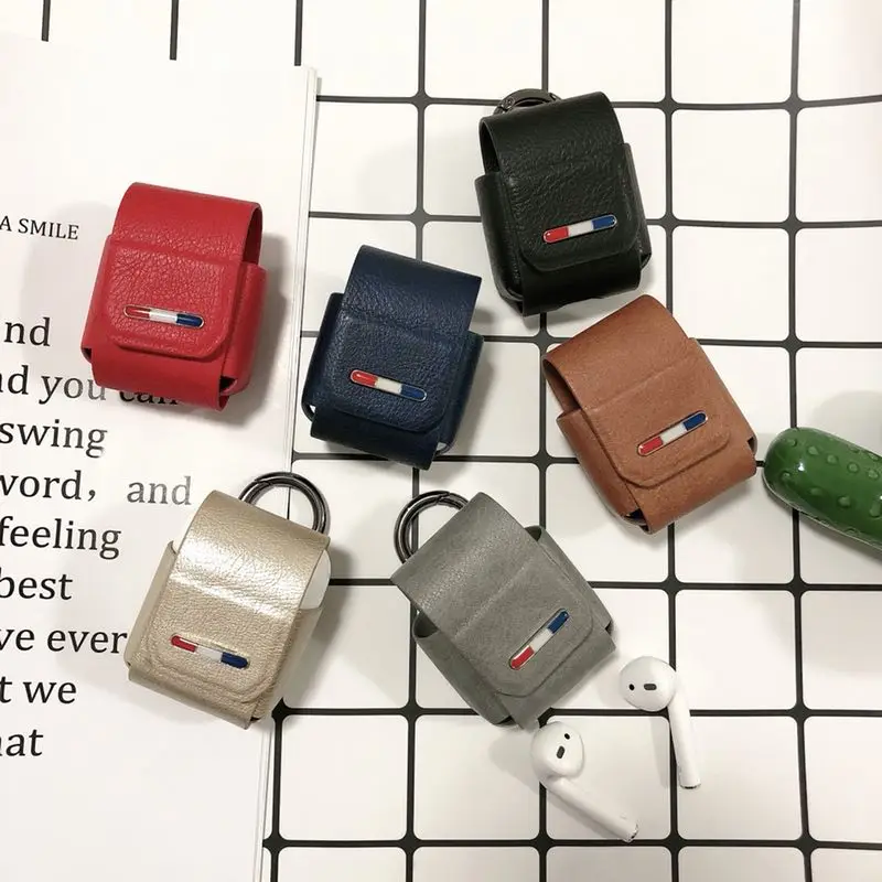 HOKEJ для Airpod Чехлы Роскошные Кожаные квадратные портативные Наушники Аксессуары