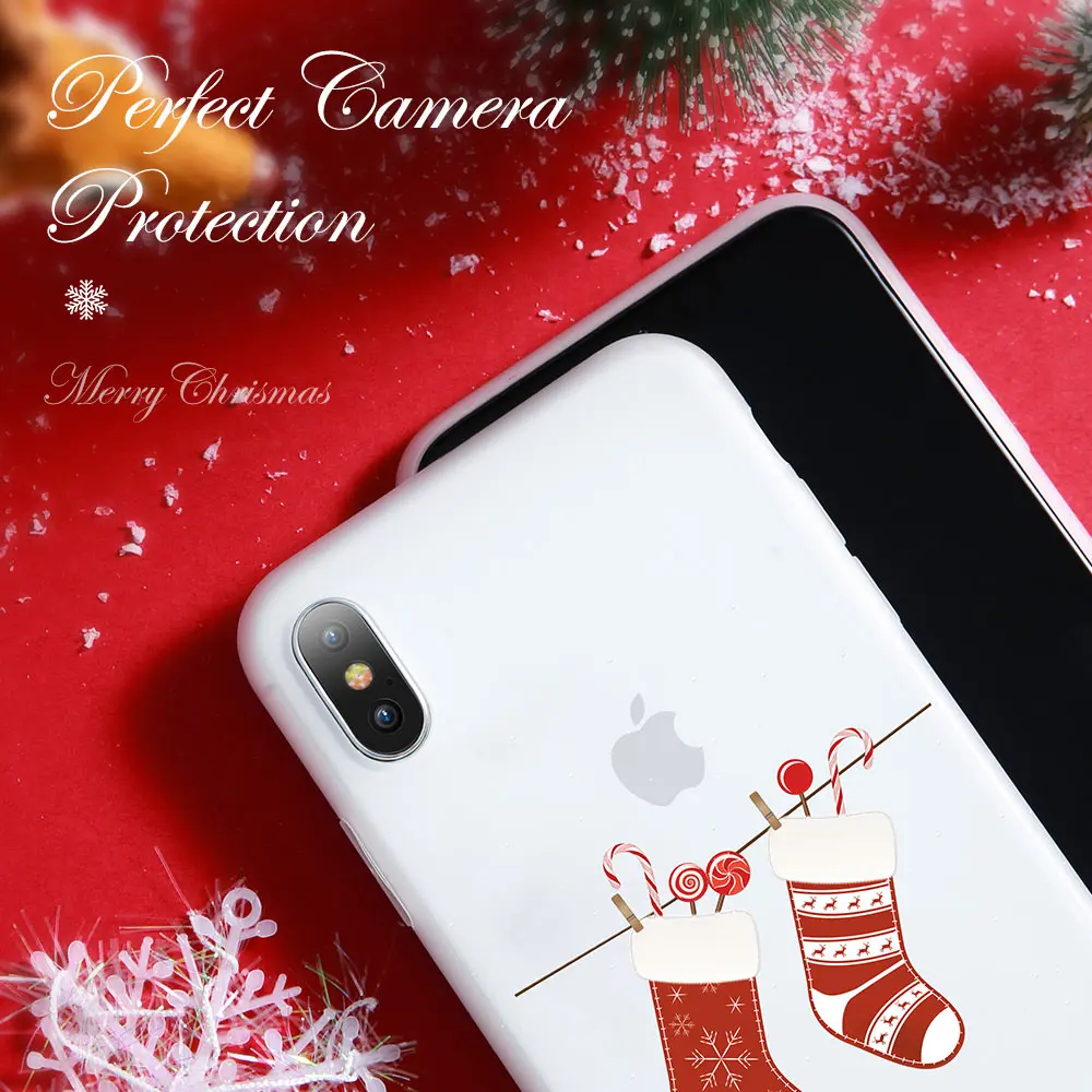 KISSCASE Christmas Matte Case For iPhone 5 5s Se X XR XS Max 6s xs xr max Emboss Soft TPU Capinhas Coques |