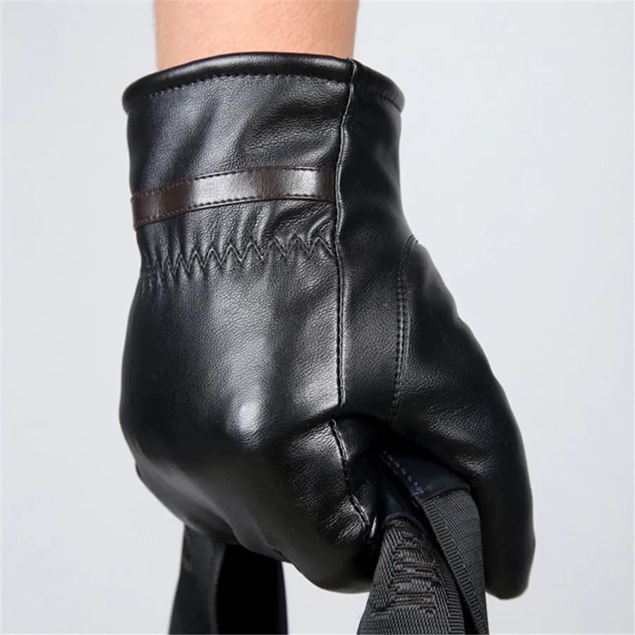 Мужские теплые кашемировые кожаные мужские зимние перчатки для спорта на