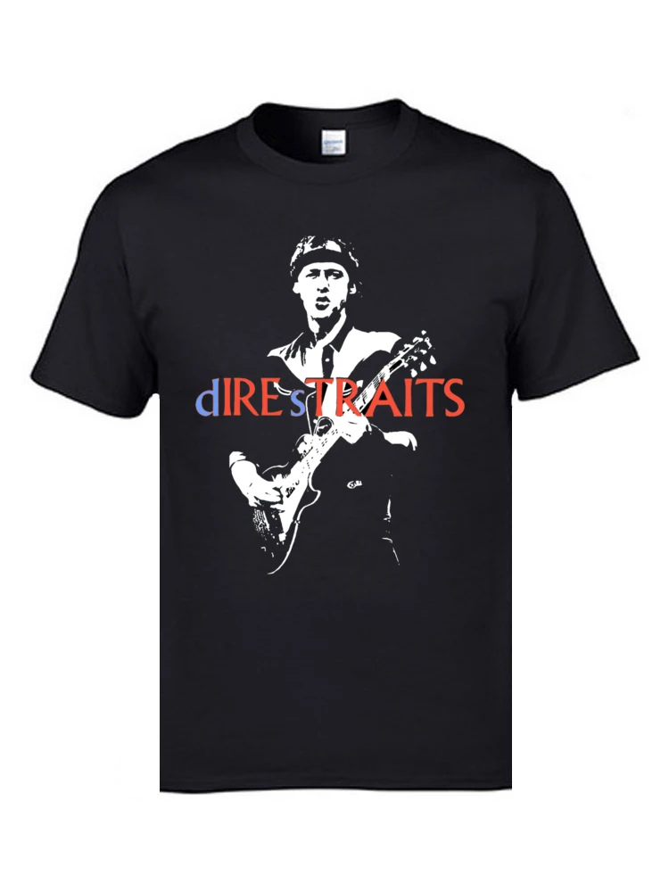 Футболка в стиле хип-хоп для гитары Rock Dire Straits, высокое качество, круглый воротник, хлопок, дышащие топы и футболки, мужские популярные футболки