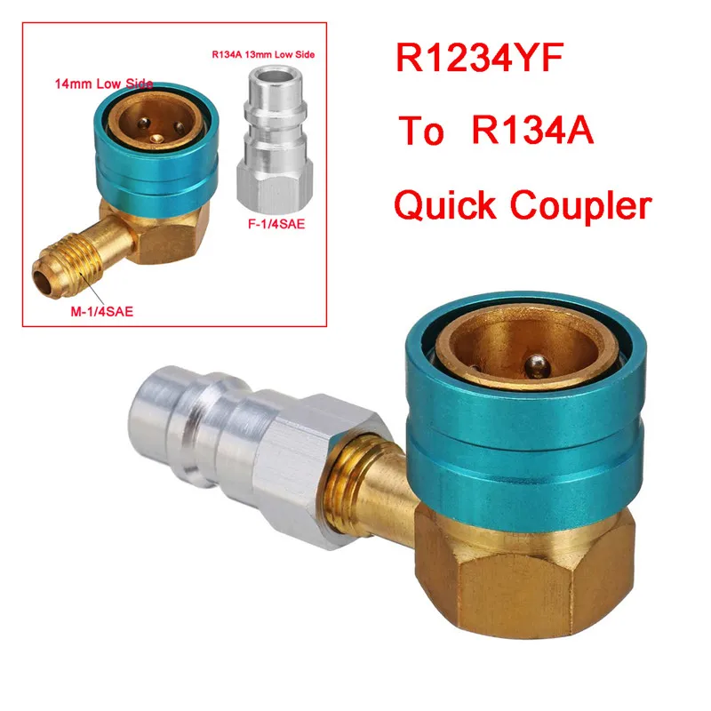 R1234YF Quick Connet Низкий боковой удлинитель R134A БЫСТРОРАЗЪЕМНАЯ муфта адаптеры автомобильный Кондиционер фитинг R134A 2 унции R134A R12 R22 ручной поворот наполнитель впрыска - Название цвета: R1234YF Quick Connet