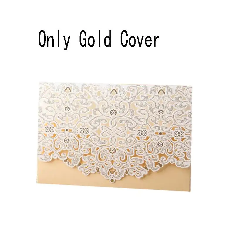 Gold Cover 50 шт. Золотая лазерная резка Роскошная Флора свадебные приглашения открытки элегантные поздравительные открытки Mariage конверты сувенир для свадебной вечеринки поставки - Цвет: Gold Cover