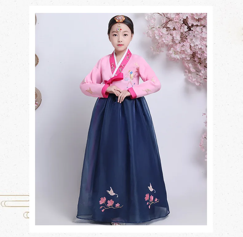 Детская одежда с вышивкой Korea Hanbok традиционное платье; подходит для свадьбы в Корейском стиле «ханбок» для Для женщин Винтаж Южно-корейский танец меньшинств Костюмы