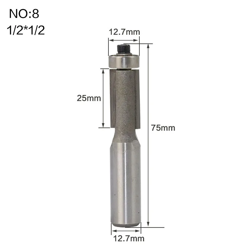 1pcs 1/4" 1/2" Shank Flush Trim Router Bits for wood Trimming Cutters with bearing woodworking tool endmill milling cutter