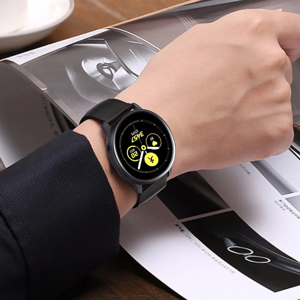 Ремешок для часов Samsung Galaxy Watch Active SM-R500 из натуральной кожи быстросъемный сменный