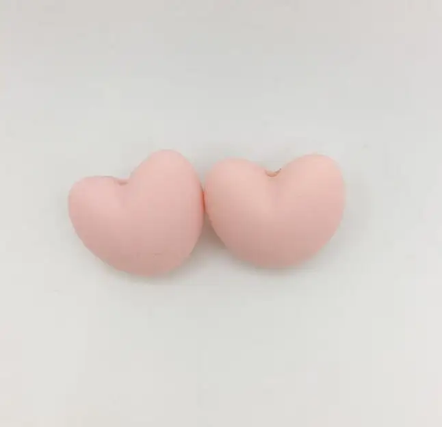 Baby pink 50 шт./лот горячее сердце Форма свободные силиконовые Бусины для прорезывания зубов Цепочки и ожерелья силиконовые свободные Бусины для ребенка прорезыватель BPA безопасный 20 видов цветов - Цвет: Baby pink