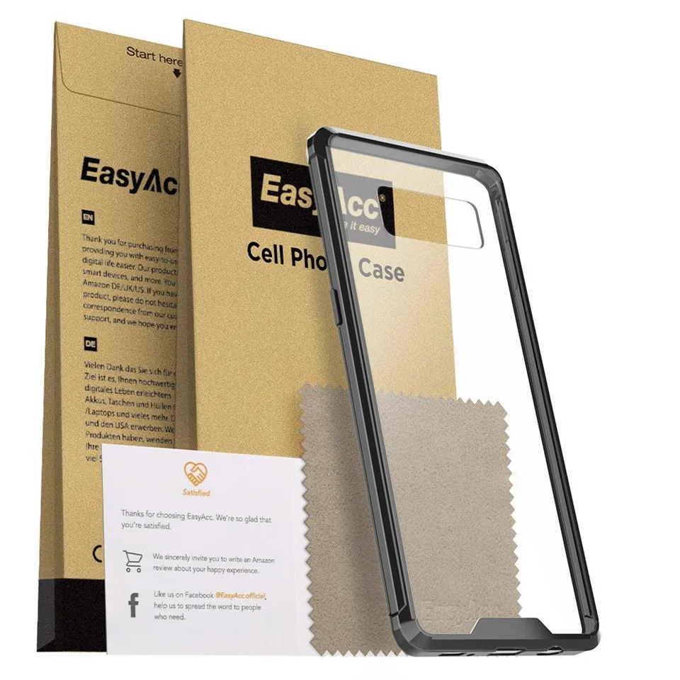 Easyacc For Samsung Galaxy S8 ultra thin clear back transparent soft Frame &amp Acrylic Hard Back Protect cover plus |