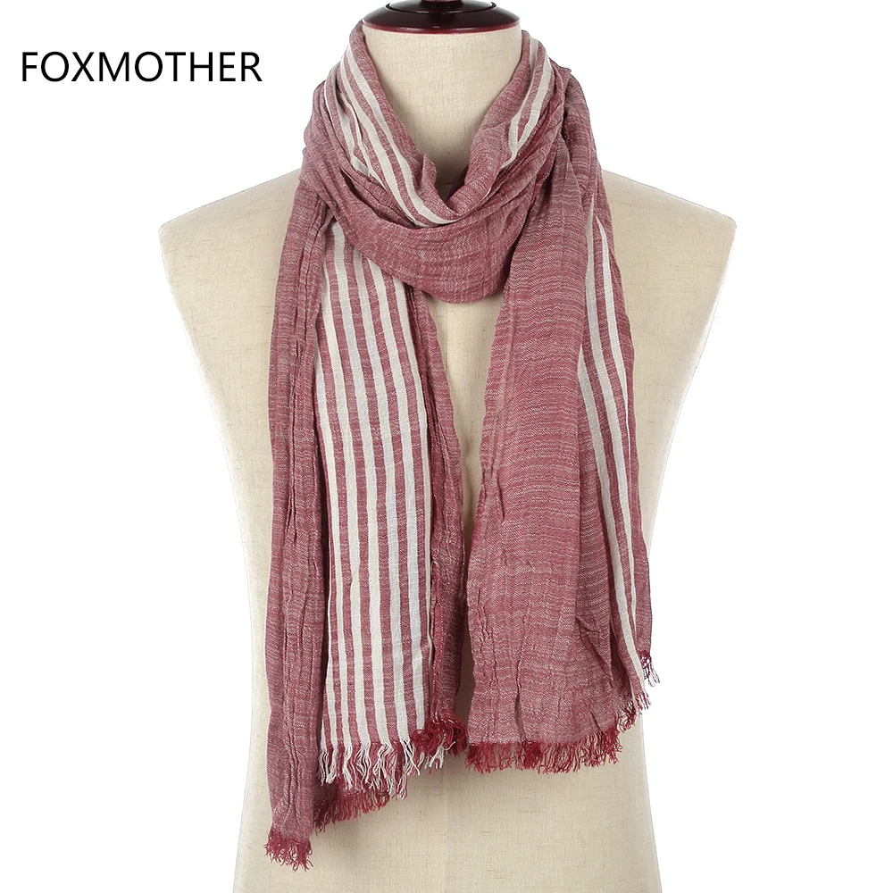 FOXMOTHER бренд осень зима мягкий хлопок Черный Белый Бордовый Полосатый Шарфы мужские