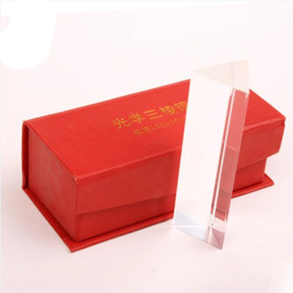 10CM Optical Glass Triple Triangular Prism Physics Teaching Light Spectrum Gift Box | Канцтовары для офиса и дома