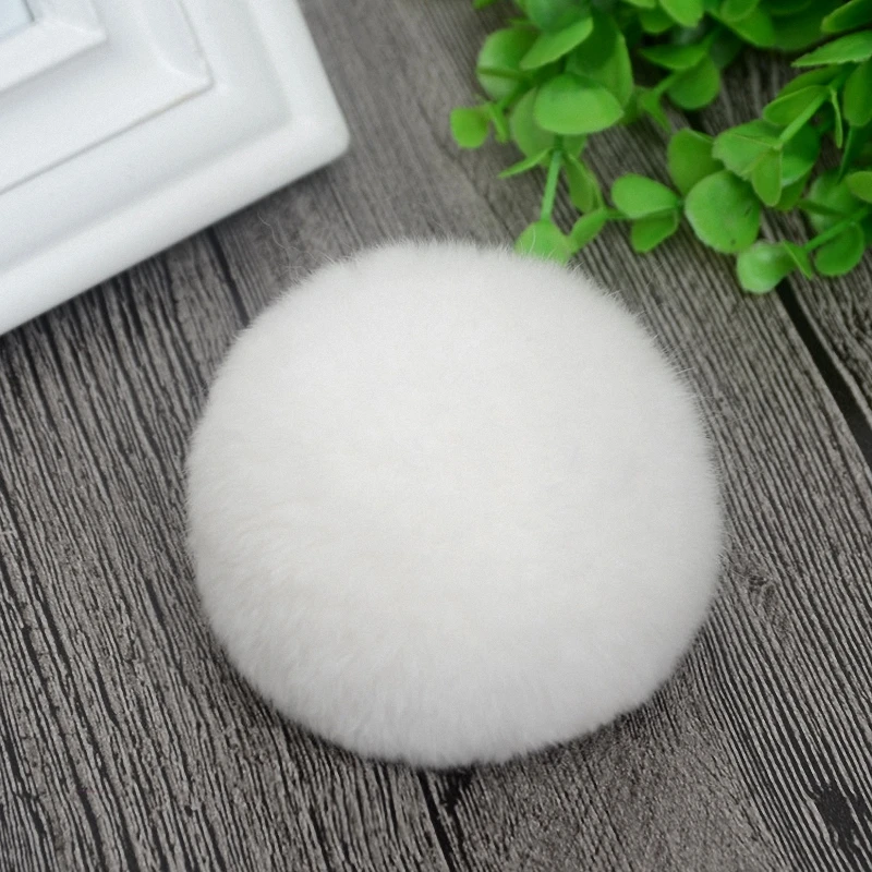 

8 см натуральный мех кролика рекс помпон пушистый DIY зимняя шапка Skullies Beanies вязаная шапка помпоны TWF001-white