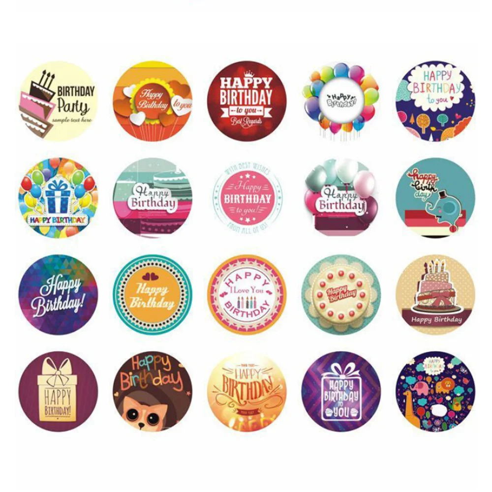 38pcs Happy Birthday Paper Stickers Kawaii Stationery DIY Scrapbooking Diary Decorations Handmade Supply Label Sealing