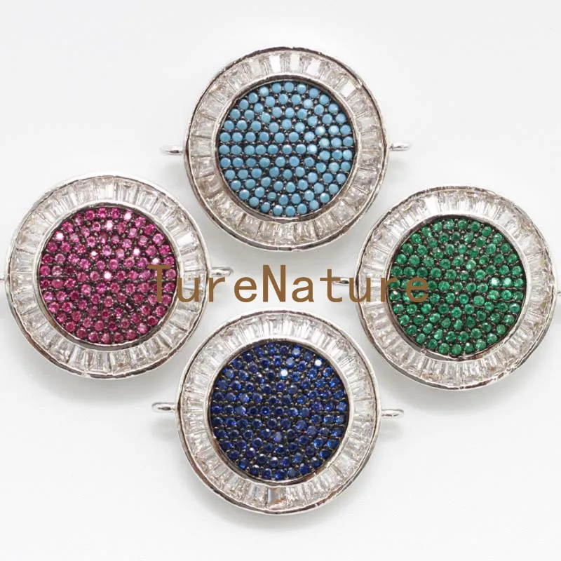 

Handmade Jewelry Turkish Brass Metal Pendants Crystal Micro Zircon Round Charm Necklace Making In 21.3*25 mm PC4880