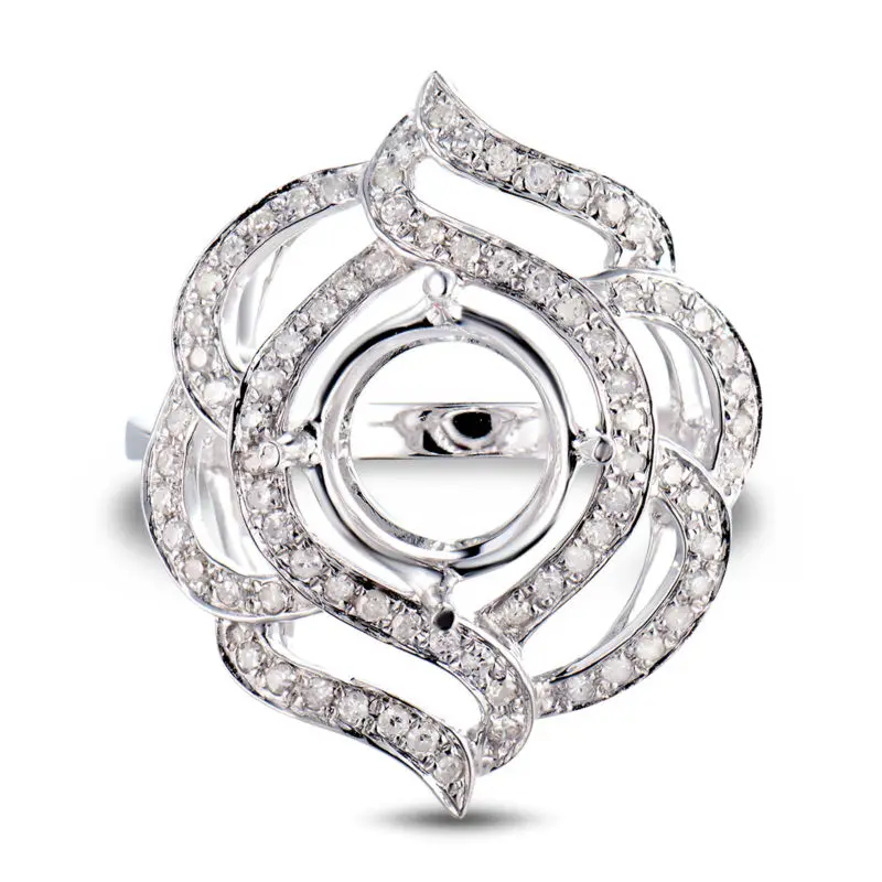 Кольцо с цветком 14 к белое золото натуральный диаметр обручальное круглое кольцо