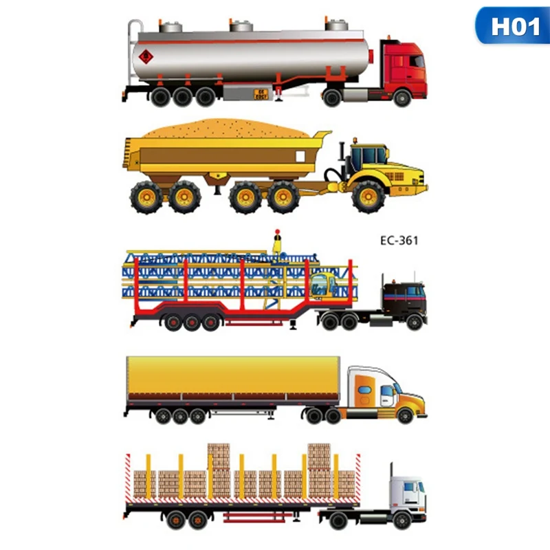 Модные Мультяшные милые машинки Детские временные боди-арт флеш-тату наклейки 12*7,5 см водонепроницаемые безболезненные татуировки
