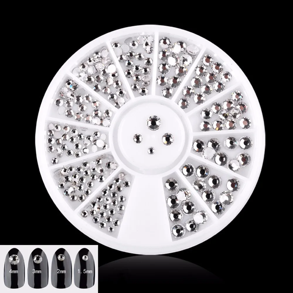 

3D Gem Rhinestone for Nails Silver Shinny Crystal Round Shaped UV Gel False Nail Tips Decorations Manicure Pedicure Nail Tools