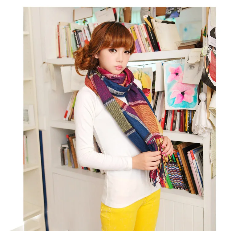 

Women's Fashion Long Shawl Big Grid Winter Warm Lattice Large Scarf