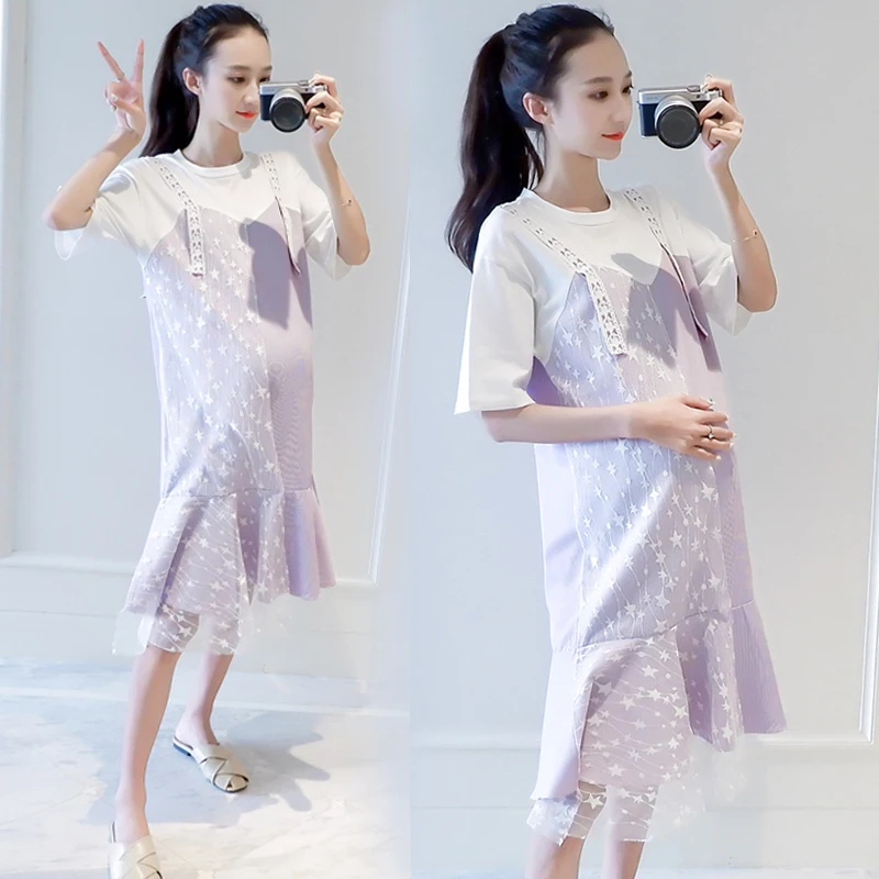 2019 Новое поступление летнее платье для беременных Женщины Элегантное Полосатое