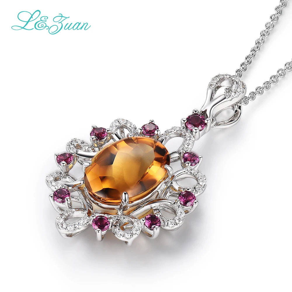 2017 Real Promotion Slide Plant L&ampzuan 925 Sterling Natural 4.08ct Citrine Pure Necklace &amp Pendant For Woman Gift With Chain |