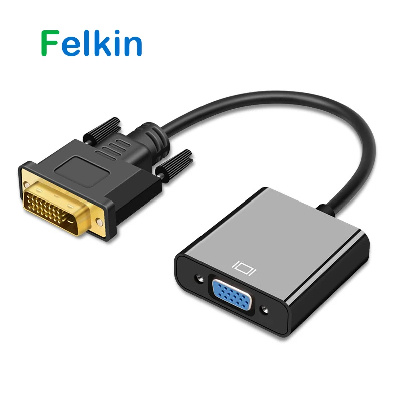 Felkin DVI в VGA адаптер конвертер кабель папа Женский 1080P видео для ПК HDTV мониторов
