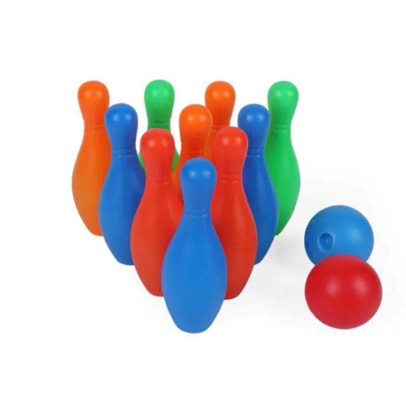 Colorful 12 Piece Bowling Set 10 Pins 2 Bowling Balls Children Kids Educational Toy Fun Family Game