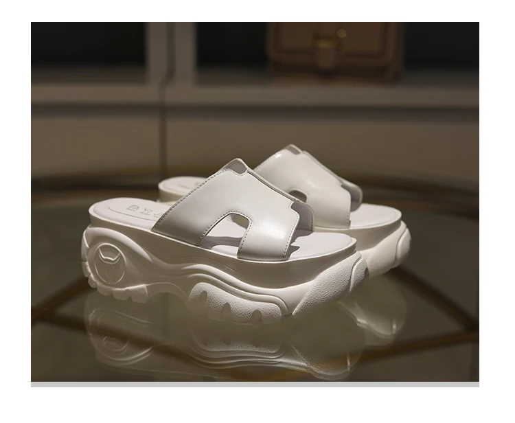 Prova Perfetto Для женщин высокая платформа шлепанцы на толстой подошве женские Летние кожаные Повседневные шлепанцы Босоножки с открытым носком; сандалии с ремешками на вне Silders