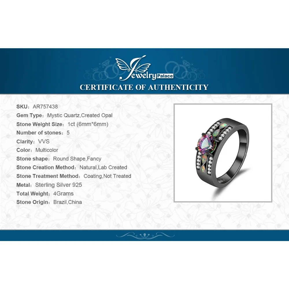 JewelryPalace модные мистик кварц создан опал кольцо 925 пробы серебро best подарок для