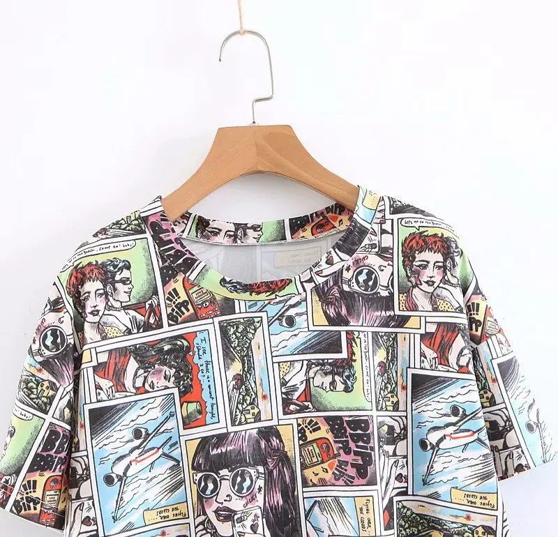 Женская блузка с коротким рукавом H.SA свободная винтажная принтом лето 2019 | одежда