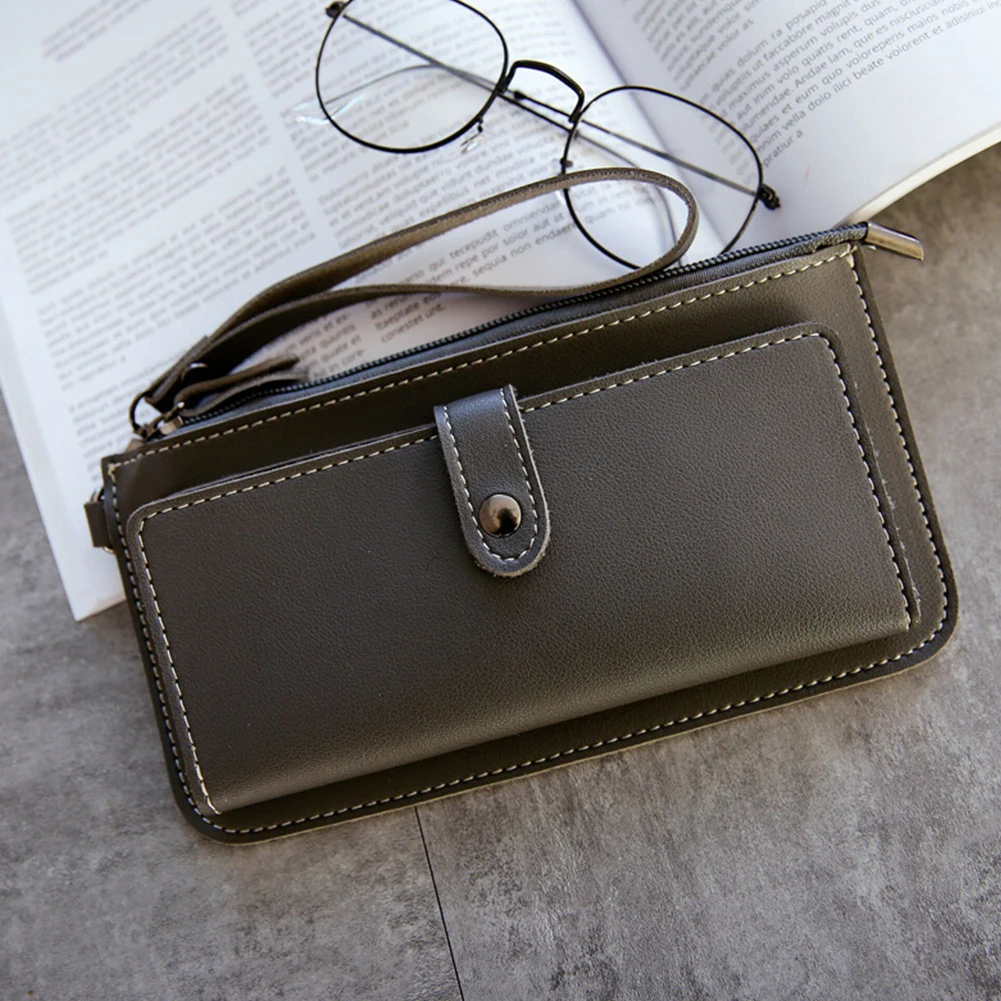 deep grey Из искусственной кожи Для женщин Длинный кошелек женский клатч на молнии кошельки Для женщин карман для кошелька с деньгами держатель для карт бумажник женственные - Цвет: deep grey