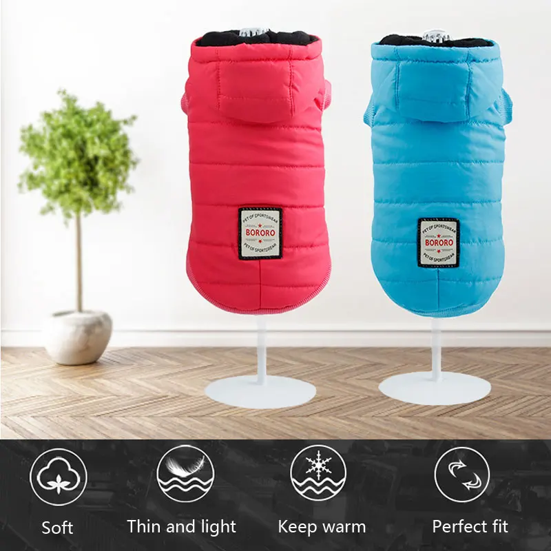 Зимняя Теплая Одежда для питомцев щенков с капюшоном Толстый жилет куртка пальто