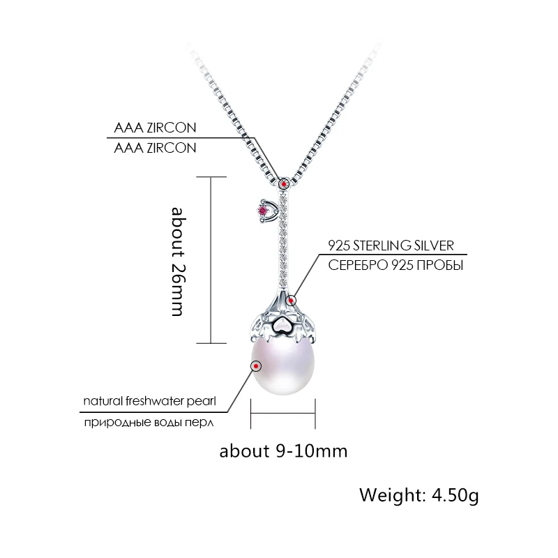 

Dainashi romantic with heart shape 100% 925 silver pearl pendants and necklaces fine jewelry for girlfriend gifts