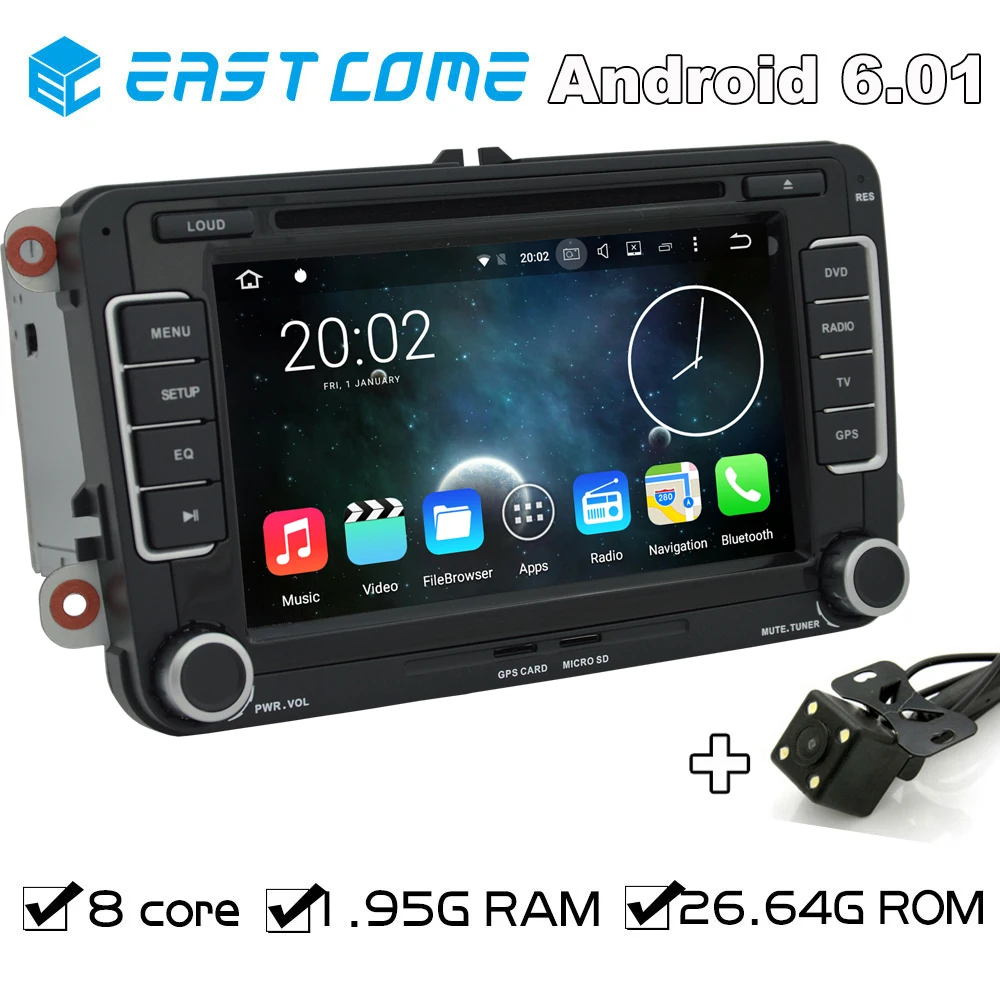 Octa Core 2 Din Android 6 01 автомобильный DVD для VW PASSAT CC (2008 до 2013) (2005 Golf 5 с парковочной