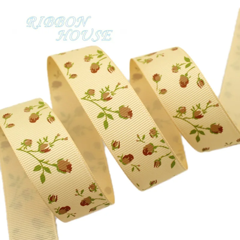 5 ярдов/партия) 1 ''(25 мм) розы grosgrain DIY ленты Печатные милые цветочные серии ленты - Цвет: 3