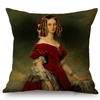 T305-12 Franz Xaver Winterhalter рококо Королевский суд Принцесса Королева красивая леди Портрет маслом диван наволочка чехол для подушки - Цвет: T305-12