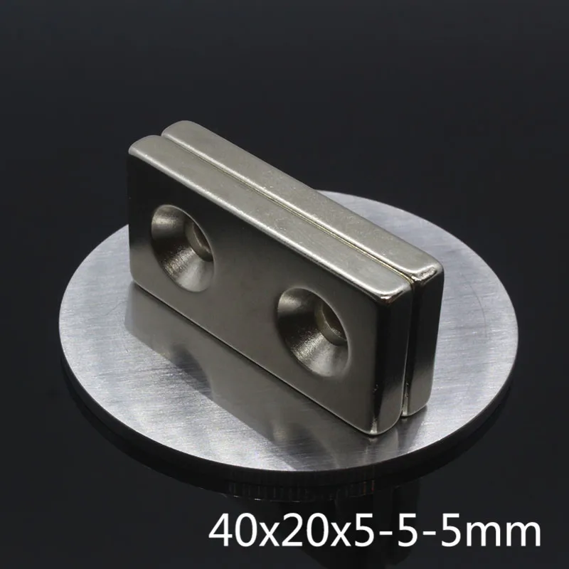 5 шт. блочные потайные магниты 40x20x5 мм двойное отверстие сверхмощный