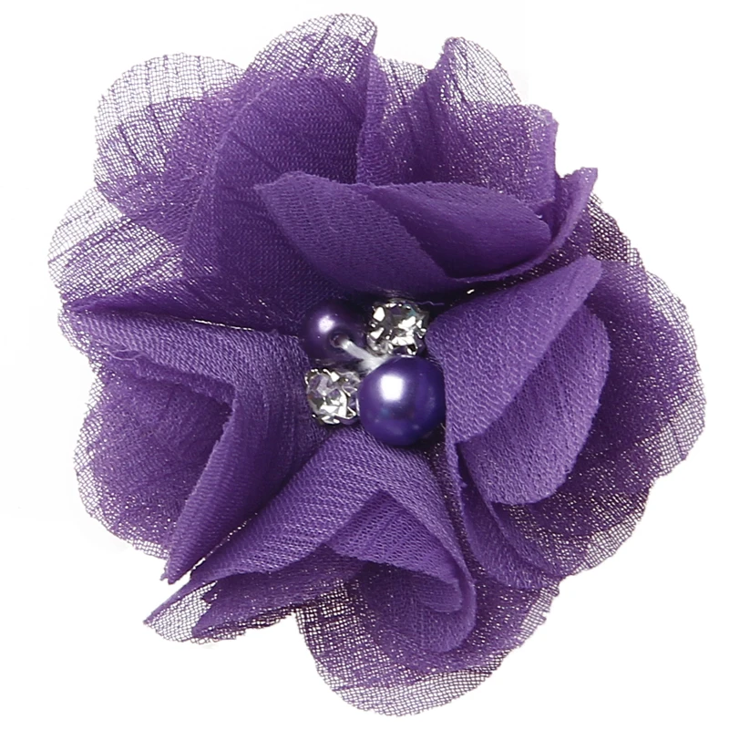 

(120pcs/lot) Wholesale 2" 24colors Chiffon Flower With Rhinestones For Girls Hair Accessories Fabric Flowers For Hair Decoration