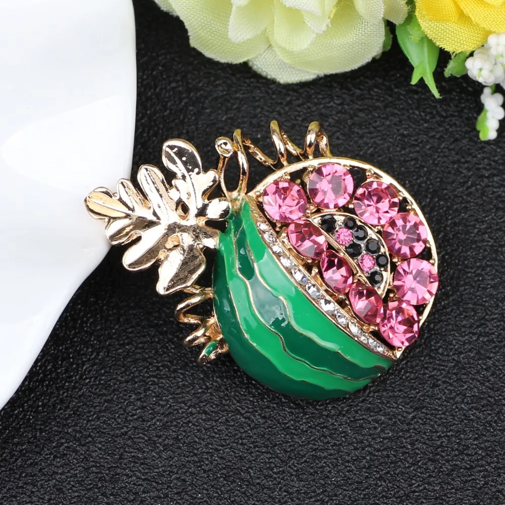 Эмалированные Цветочные брошки Bonsny со стразами в виде арбуза модные украшения