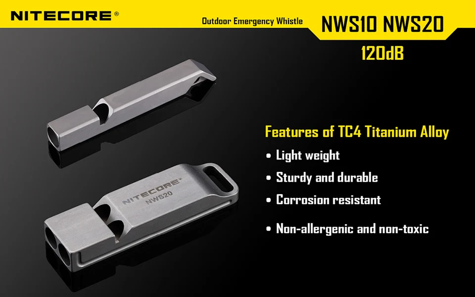 1 шт. Nitecore NWS10 NWS20 аварийный спасательный свисток титановая структура пор 120db Кемпинг спасательный SOS инструмент для ожерелья