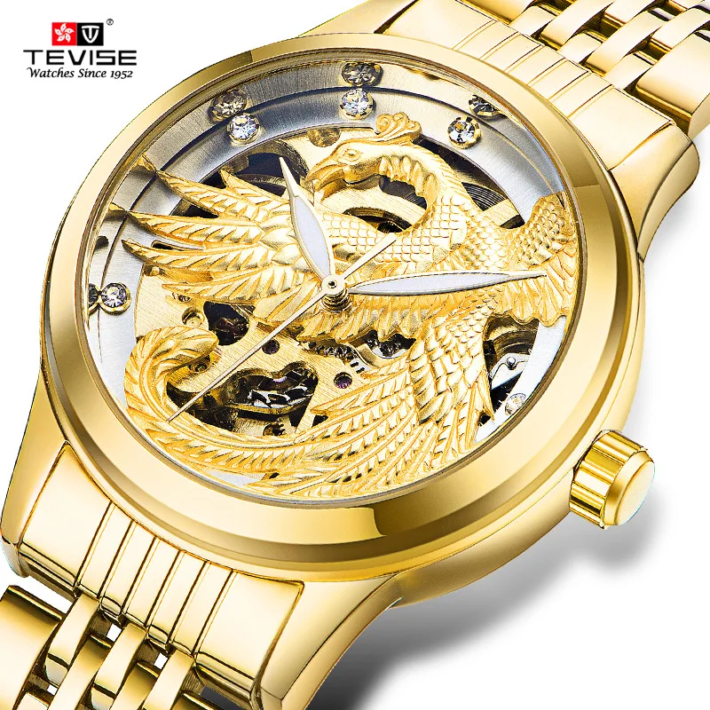 

Tevise 2017 new women's fashion luxury diamond mechanical watch ladies gold watch dress automatic clock best gift relojes mujer