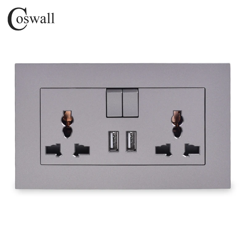 COSWALL 13A универсальное переключаемое гнездо 2 USB порт зарядки для мобильного выхода