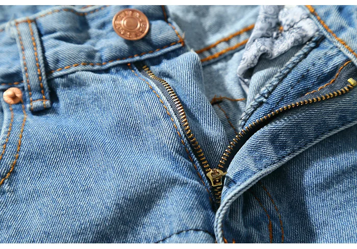 Для мужчин Джинсы для женщин Узкие рваные Print Distressed плиссированные Повседневное